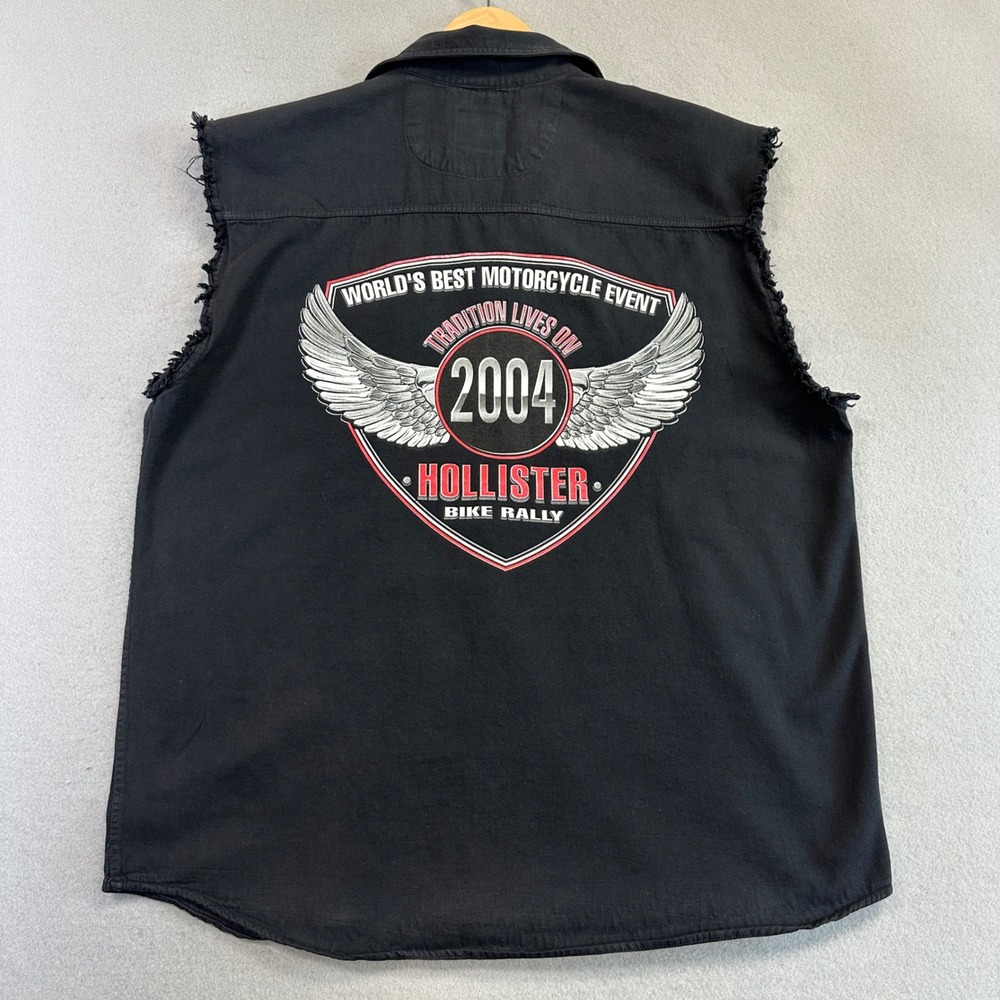 VTG Laughlin River Run Shirt Mens XL Black 2004 Hollister Bike Rally Sleeveless - Picture 2 of 7